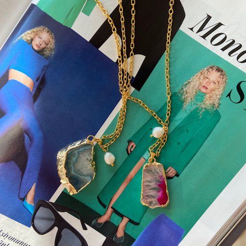 Mikonos Agat Uzun Kolye