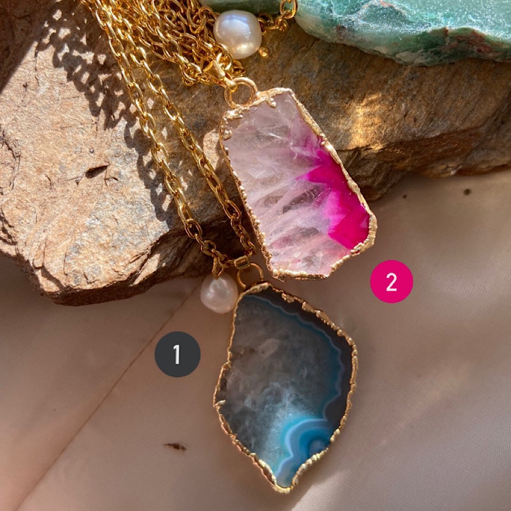 Mikonos Agat Uzun Kolye