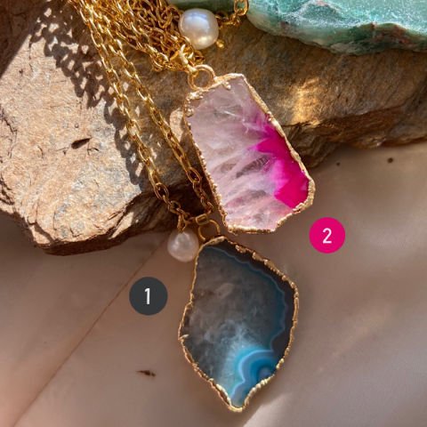 Mikonos Agat Uzun Kolye