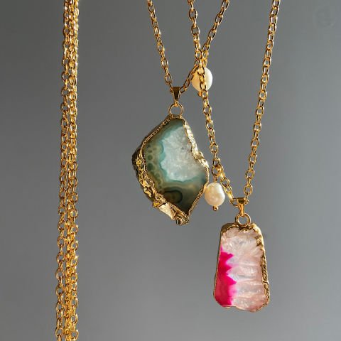 Mikonos Agat Uzun Kolye