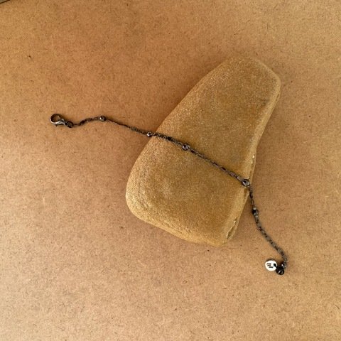 Füme Topçuklu Erkek Zincir Bileklik