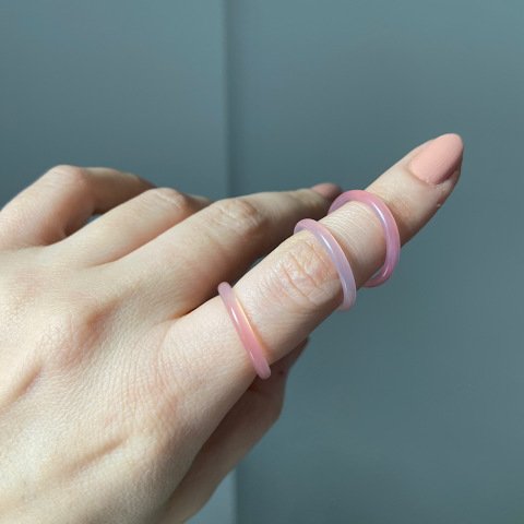 İnce Pembe Kuvars Taş Yüzük