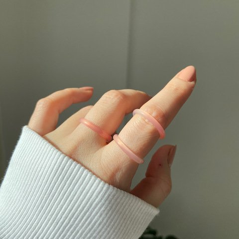 İnce Pembe Kuvars Taş Yüzük