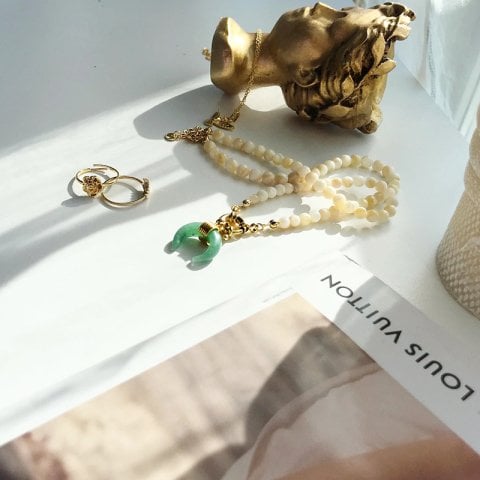 Horn Aventurin ve Sedef Taşlı Kolye