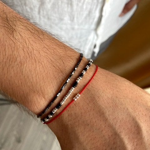 Minimal Küp Hematit Erkek Bileklik