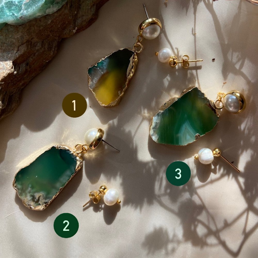 Bali Agat Doğal Taş Küpe