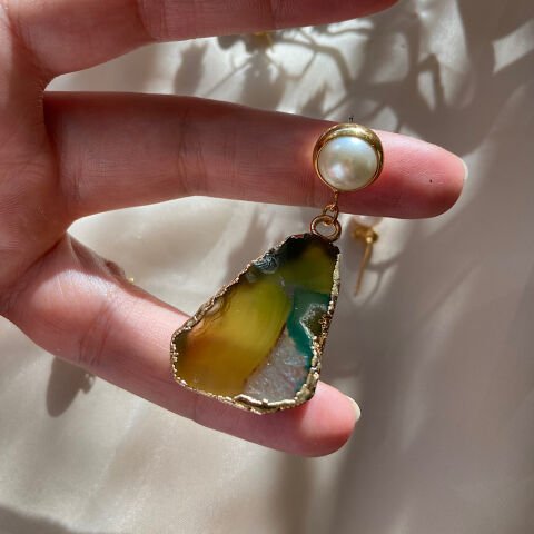 Bali Agat Doğal Taş Küpe