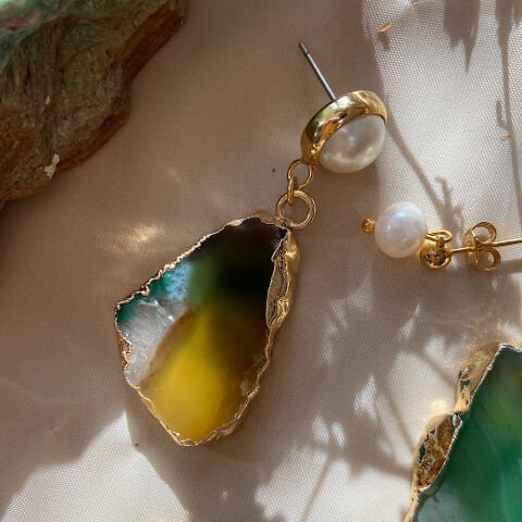 Bali Agat Doğal Taş Küpe