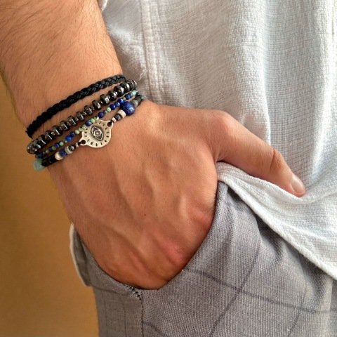 Blue Green Doğal Taş Erkek Bileklik