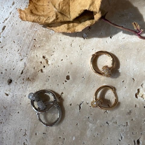 Taş Charm Minimal Halka Küpe