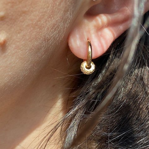 Taş Charm Minimal Halka Küpe