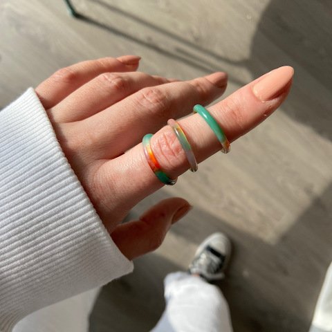 Ala Akik İnce Taş Yüzük