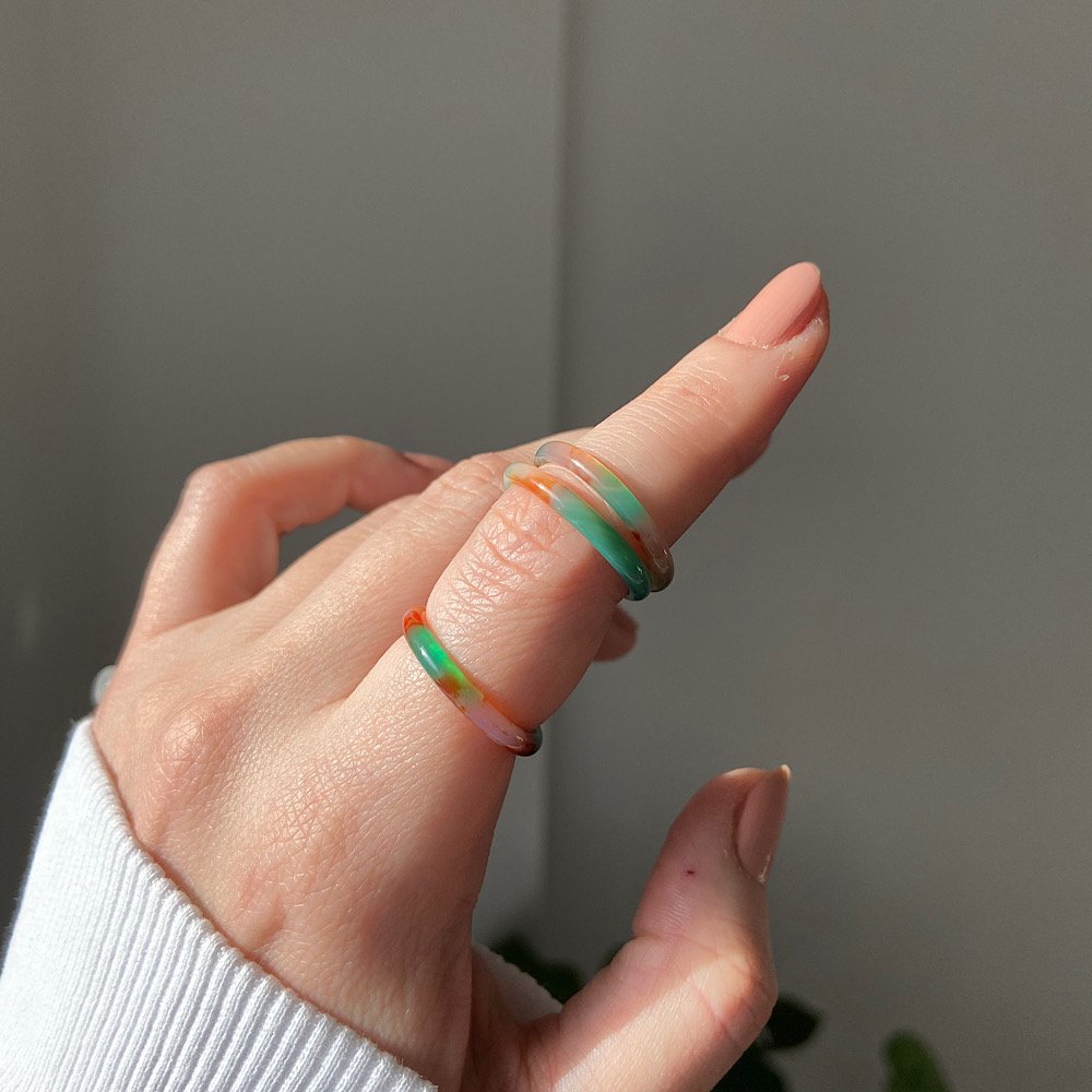 Ala Akik İnce Taş Yüzük