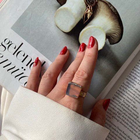 Rodezya Agat Doğal Taş Yüzük