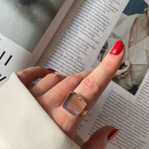 Rodezya Agat Doğal Taş Yüzük