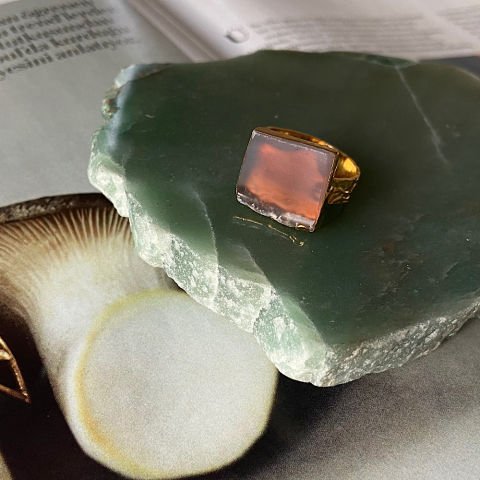 Rodezya Agat Doğal Taş Yüzük