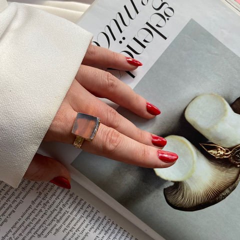 Rodezya Agat Doğal Taş Yüzük