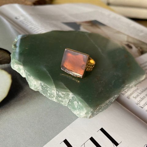 Rodezya Agat Doğal Taş Yüzük