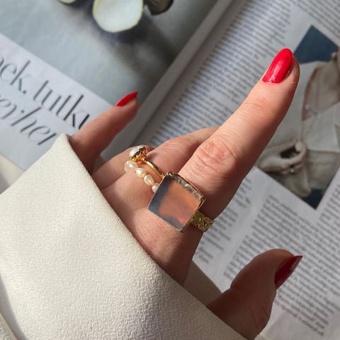 Rodezya Agat Doğal Taş Yüzük