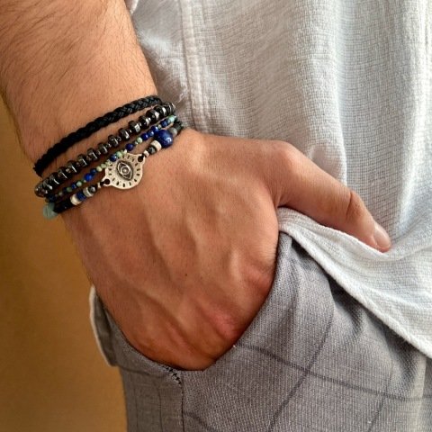 Black Braid Örgü Erkek Bileklik