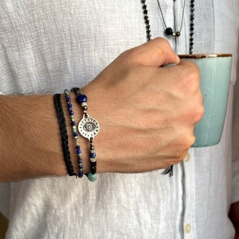 Black Braid Örgü Erkek Bileklik