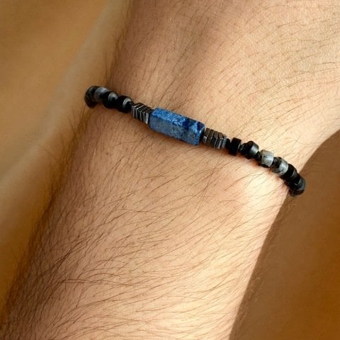 Lapis Lazuli Blok Erkek Bileklik