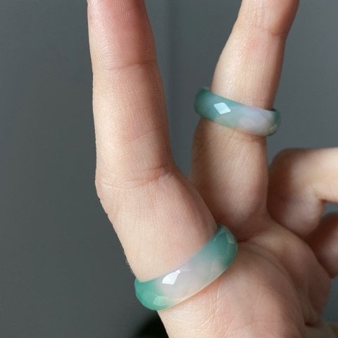 Fasetli Mint Akik Taş Yüzük