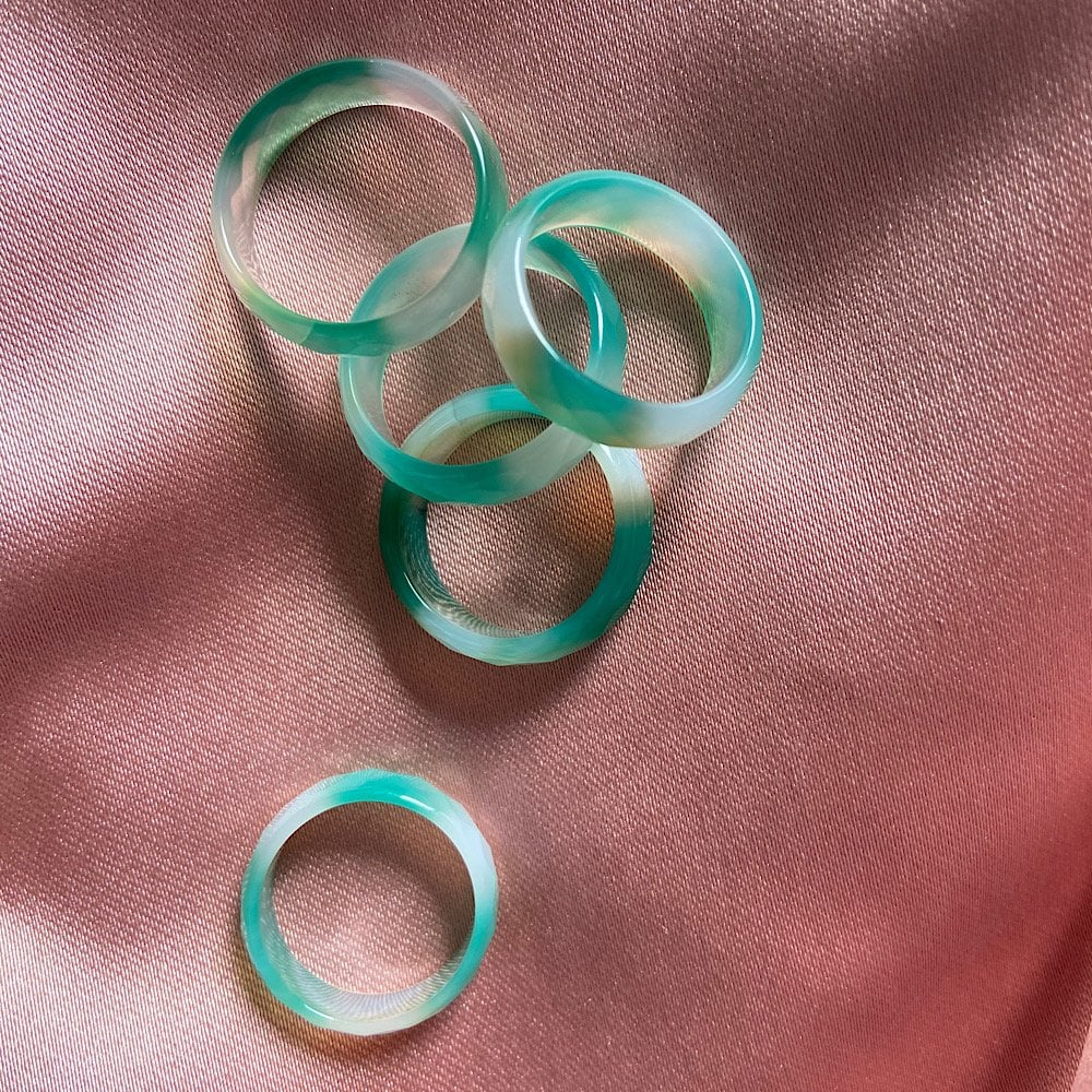 Fasetli Mint Akik Taş Yüzük