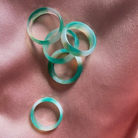 Fasetli Mint Akik Taş Yüzük