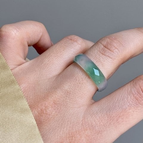 Fasetli Mint Akik Taş Yüzük