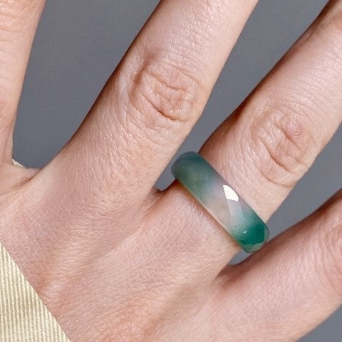 Fasetli Mint Akik Taş Yüzük
