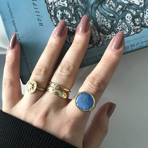 Mavi Akik Doğal Taş Yüzük