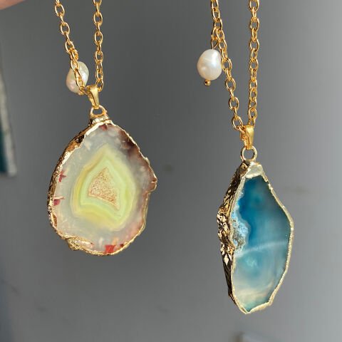 Santorini Agat Uzun Kolye