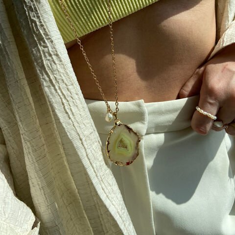 Santorini Agat Uzun Kolye