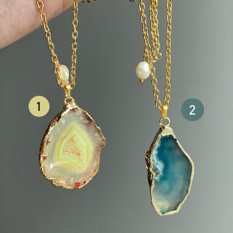 Santorini Agat Uzun Kolye