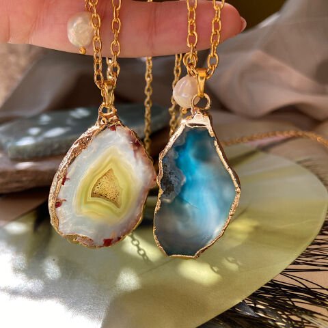 Santorini Agat Uzun Kolye