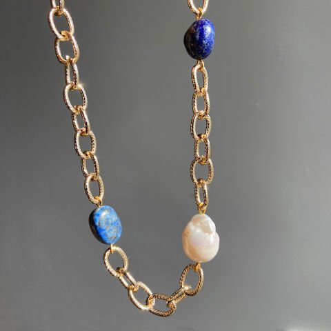 Lapis ve Barok İncili Maksimal Kolye
