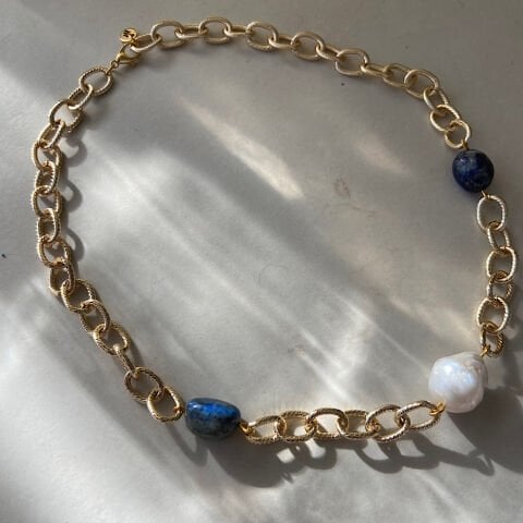 Lapis ve Barok İncili Maksimal Kolye