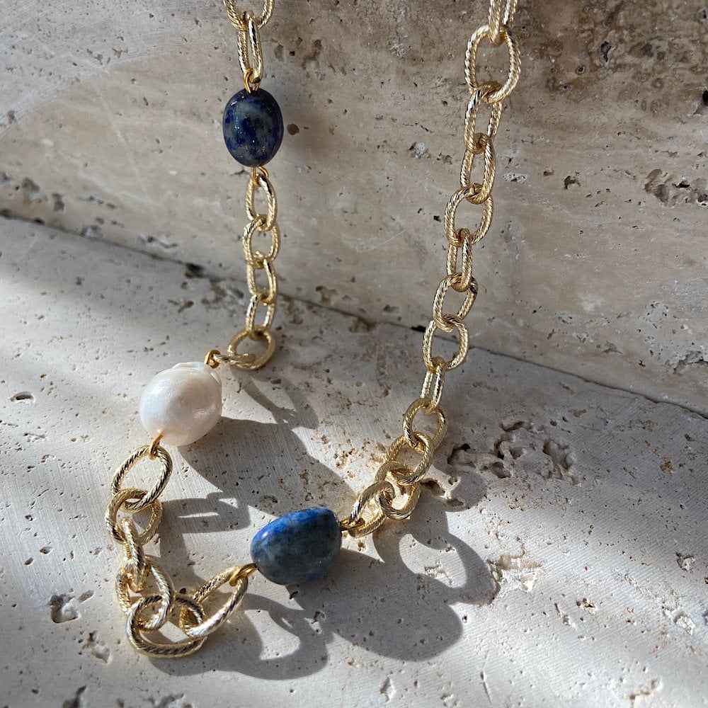 Lapis ve Barok İncili Maksimal Kolye