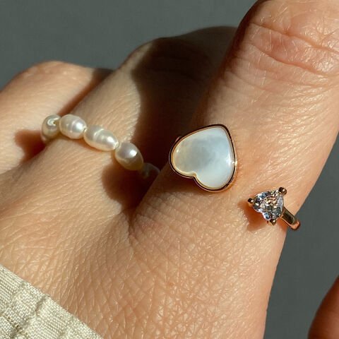 Nacre Heart Sedef Taş Yüzük