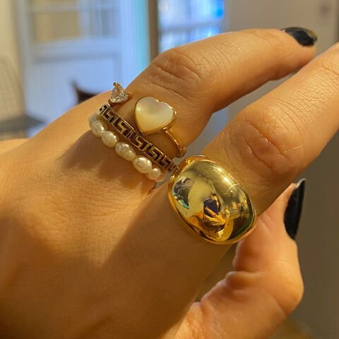 Nacre Heart Sedef Taş Yüzük