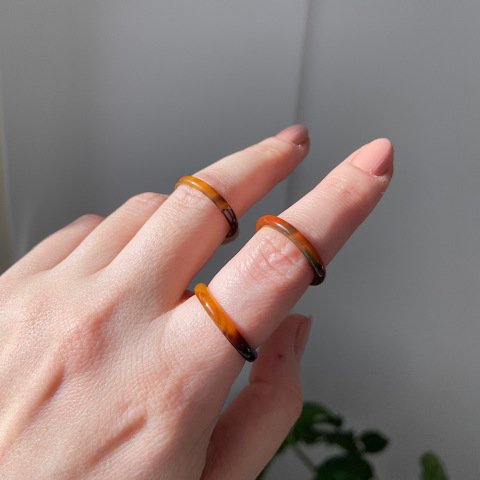 İnce Koyu Kahve Akik Taş Yüzük