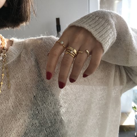Gold Topçuklu Barok İnci Yüzük
