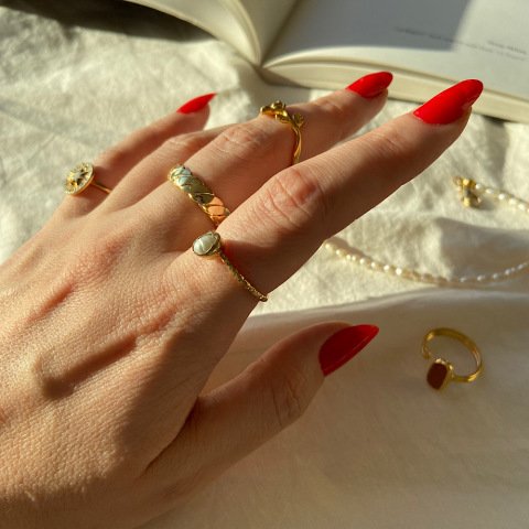 Barok İnci Minimal Yüzük