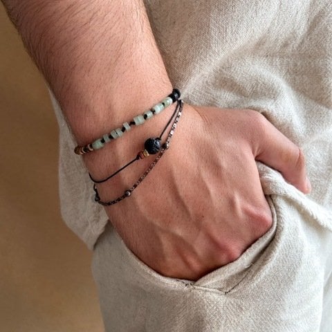 Minimal Lav Taş Erkek Bileklik