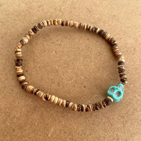 Turkuaz Skull Erkek Bileklik