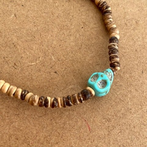 Turkuaz Skull Erkek Bileklik