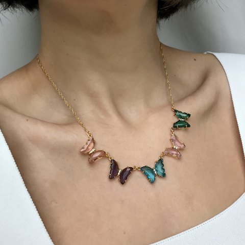 Beşli Shine Butterfly Kelebek Kolye