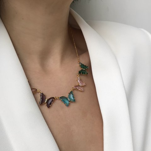 Beşli Shine Butterfly Kelebek Kolye