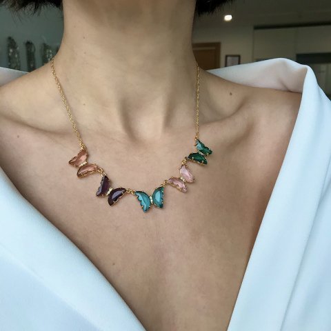 Beşli Shine Butterfly Kelebek Kolye
